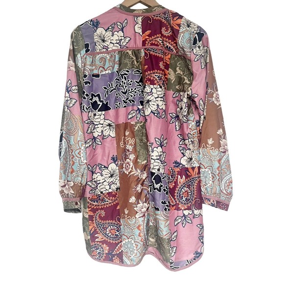 Soft Surroundings Womens Floral Paisley Multicolor Tunic Top Size M V-neck - Picture 2 of 7